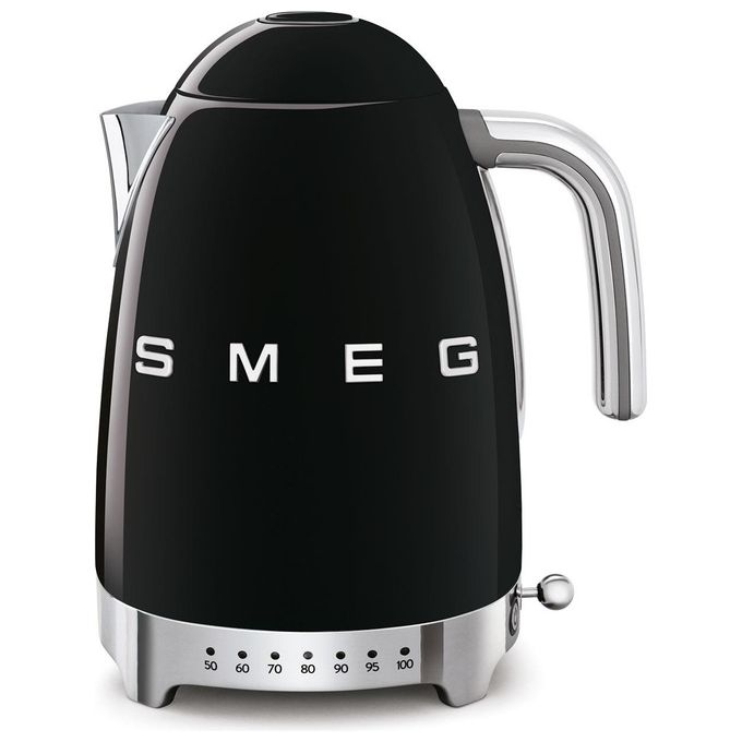 foto del prodotto smeg klf04bleu estetica 50's style bollitore elettrico a temperatura variabile capacita' 1,7 litri 7 tazze potenza 2400 w nero