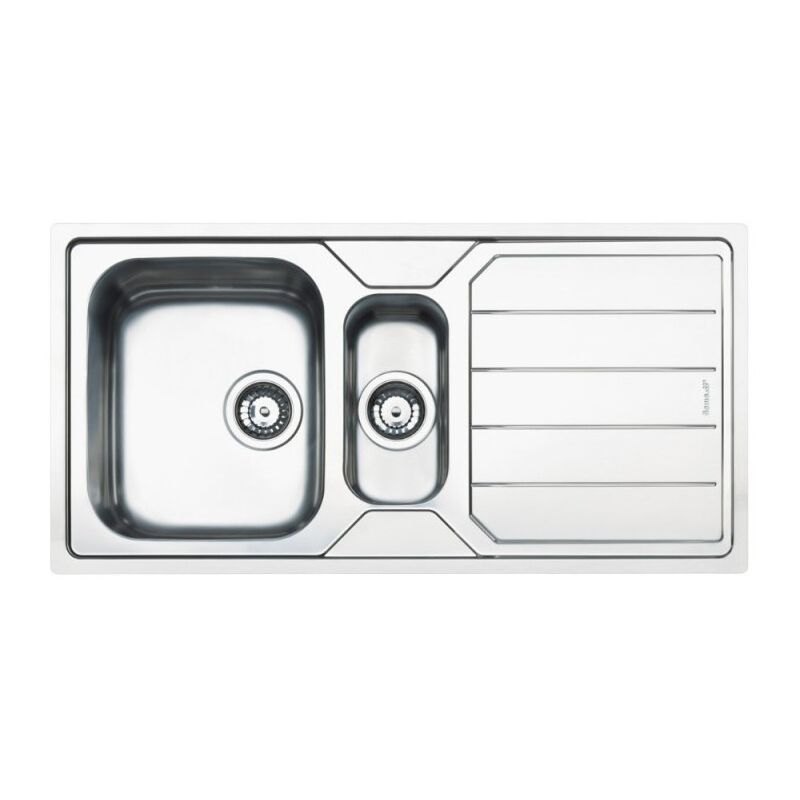 foto del prodotto smeg lavello incasso 2 vasche e gocciolatoio reversibile 100x50 lfb112 inox spazzolato