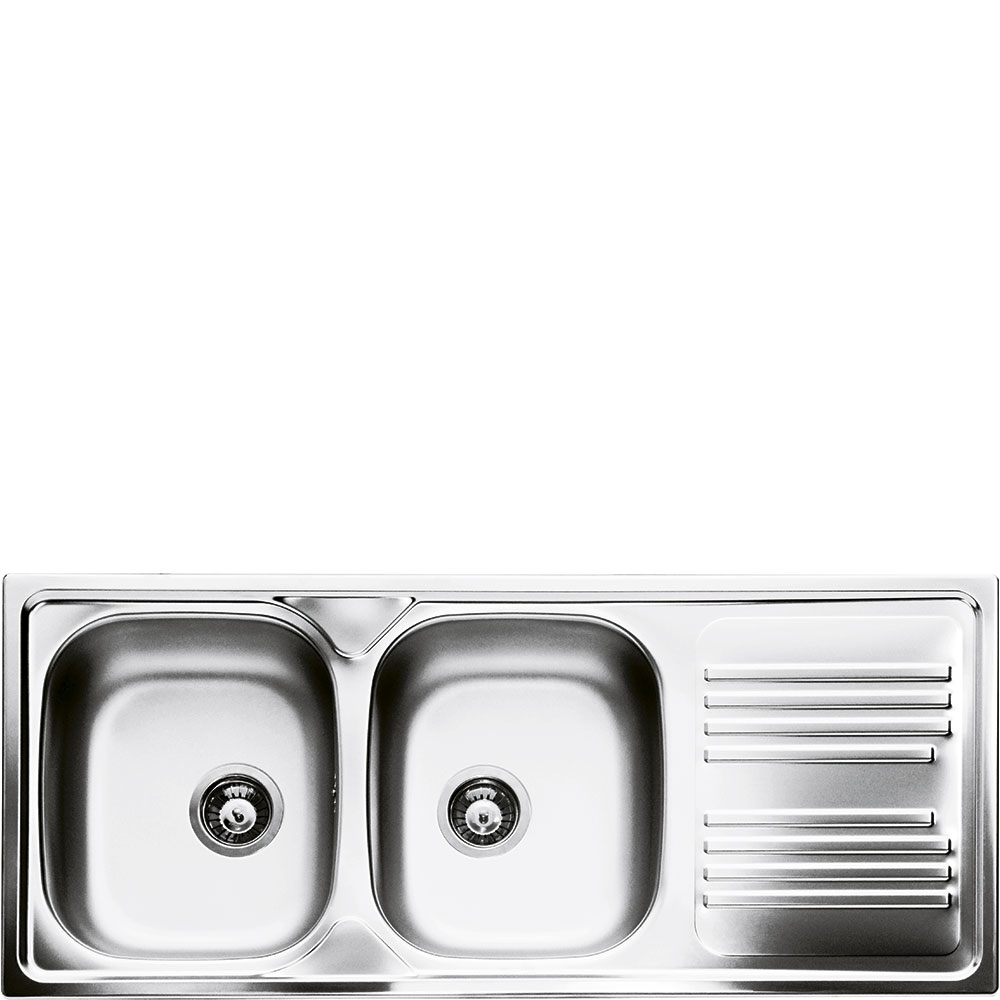 foto del prodotto smeg lavello inox due vasche gocciolatoio a destra lyp116d