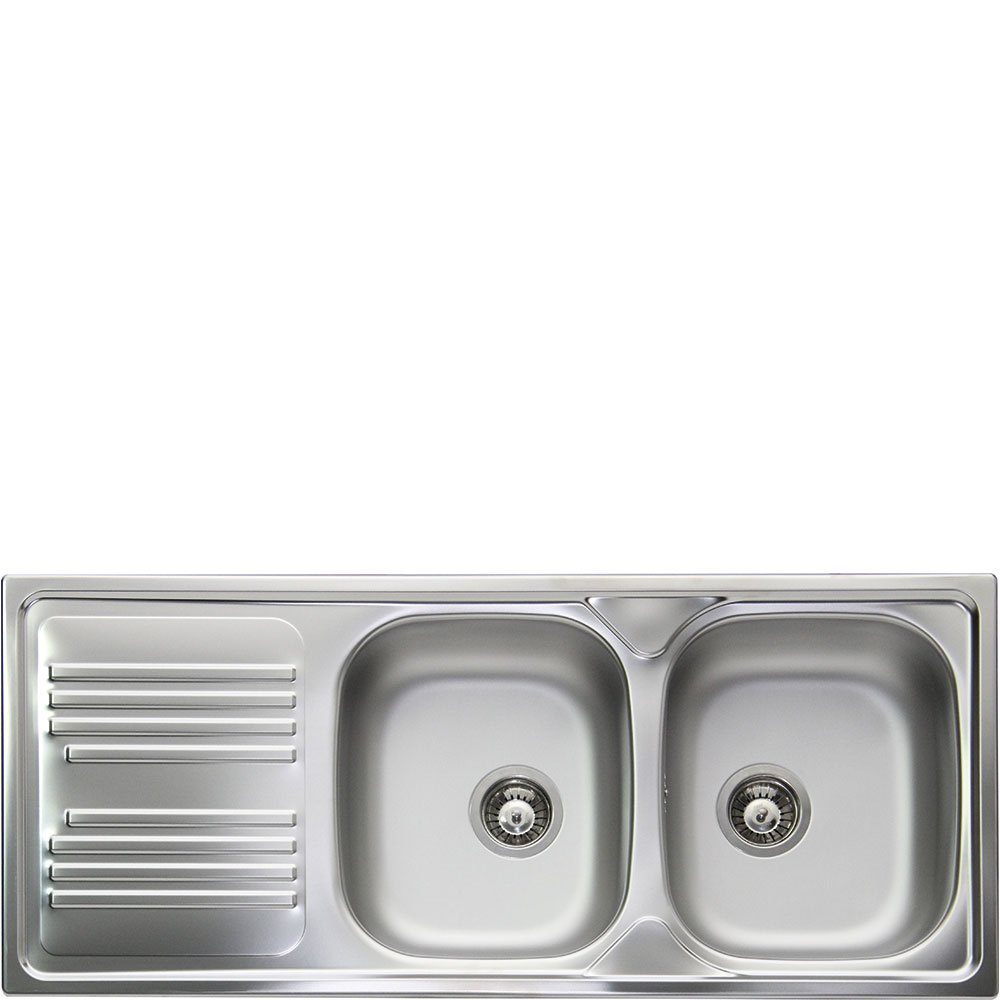 foto del prodotto smeg lavello inox due vasche gocciolatoio a sinistra lyp116s