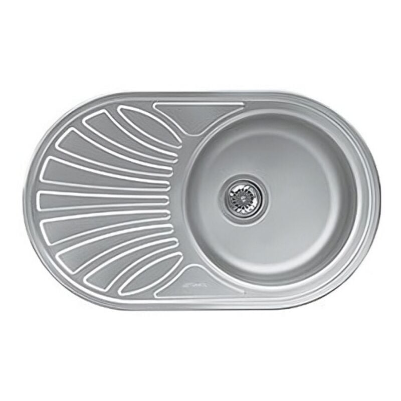 foto del prodotto smeg lavello ovale incasso 1 vasca e gocciolatoio sinistro 78x48 cm lmel77s inox