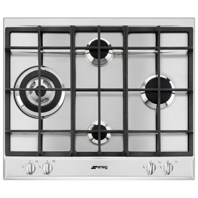 foto del prodotto smeg p261xgh piano cottura a gas 4 zone griglie in ghisa 60 cm acciaio inox