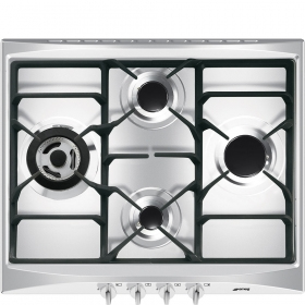 foto del prodotto smeg piano cottura incasso gas 4 zone 60cm inox sr264xgh2