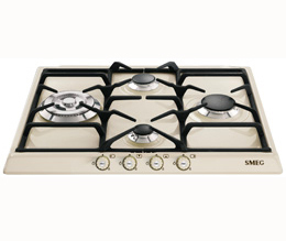 foto del prodotto smeg piano cottura incasso gas 4 zone 60cm panna sr764po