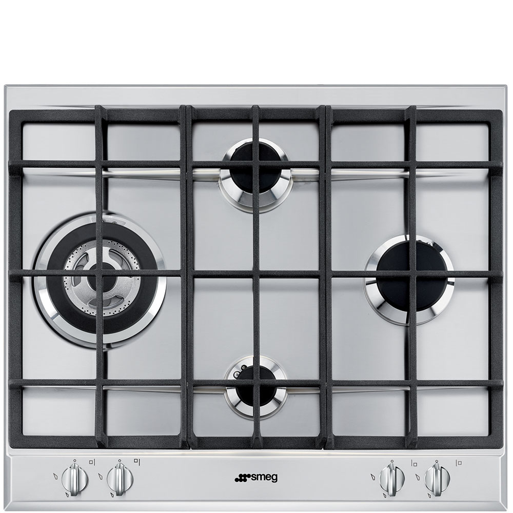 foto del prodotto smeg slr64sgh piano cottura da incasso a gas da 60 cm 4 zone di cottura tripla corona inox