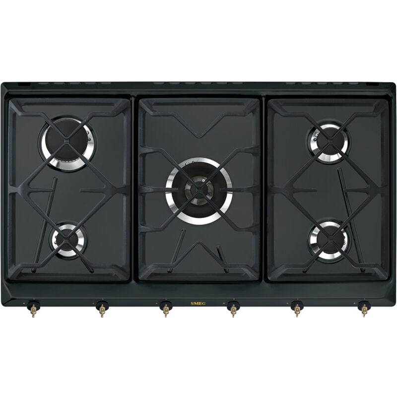 foto del prodotto smeg srv896aogh. colore del prodotto antracite, posizionamento dell apparecchio da incasso, dimensione della larghezza del piano cottura 90 cm.