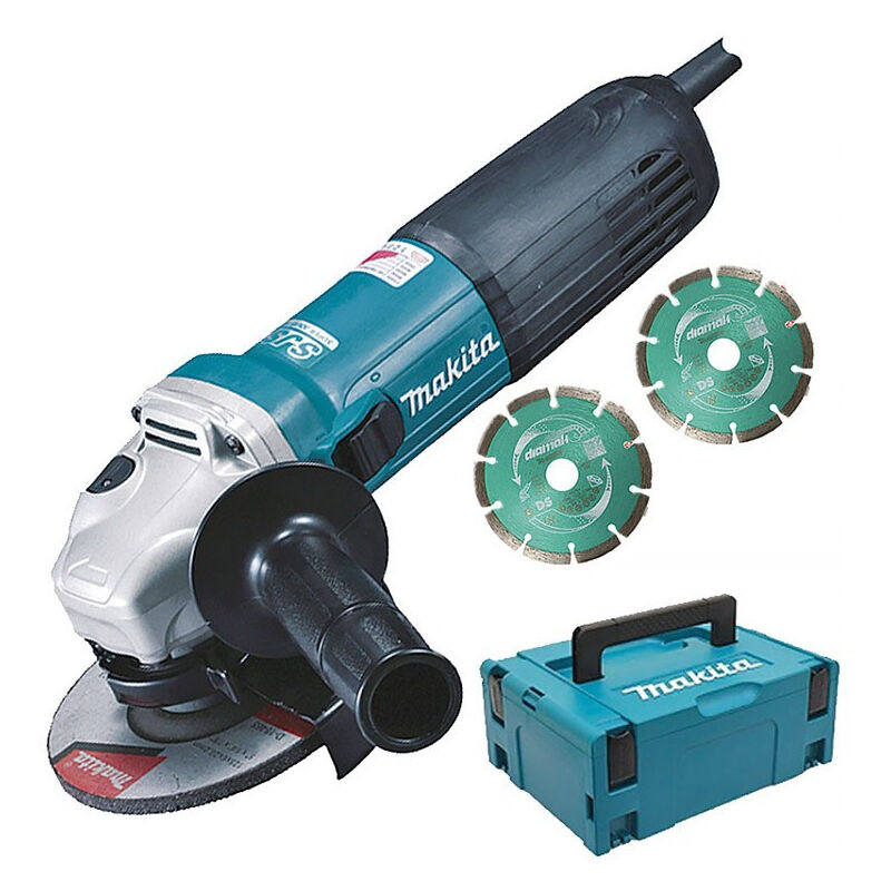 foto del prodotto smerigliatrice 125mm 1100w makita con accessori ga5040rkdj