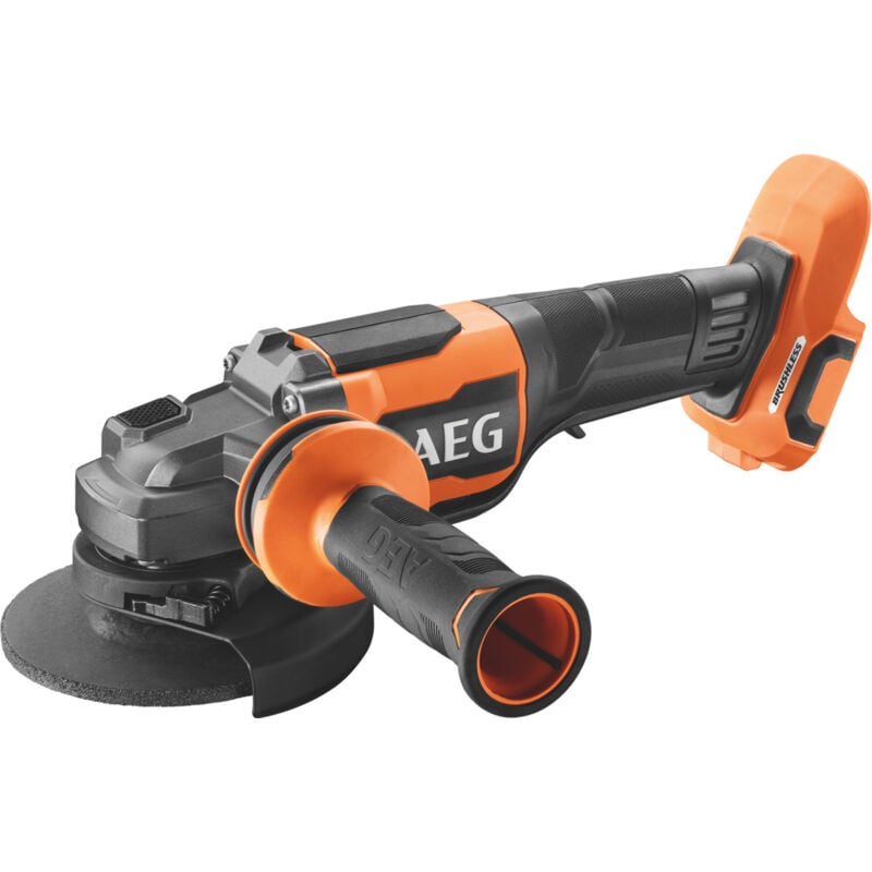 foto del prodotto smerigliatrice 125mm 18v brushless full security , 9000 giri min, impugnatura antivibrazione, interruttore uomo morto , avviamento dolce, freno a