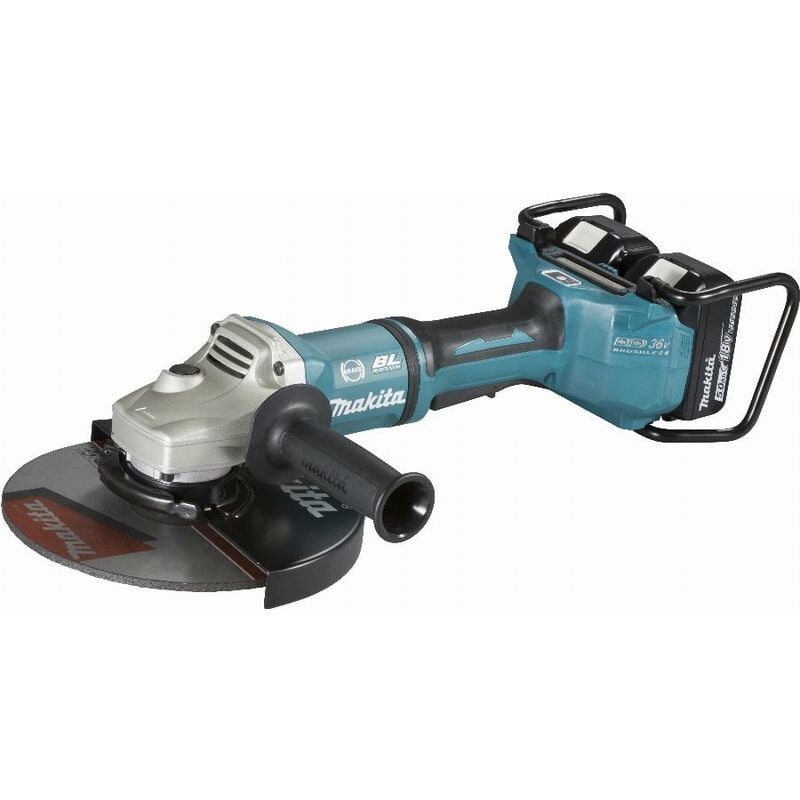 foto del prodotto smerigliatrice 230 mm 36 v 2 x 18 v li ion 5 ah makita 2 batterie, caricabatterie, valigetta dga901t2u2