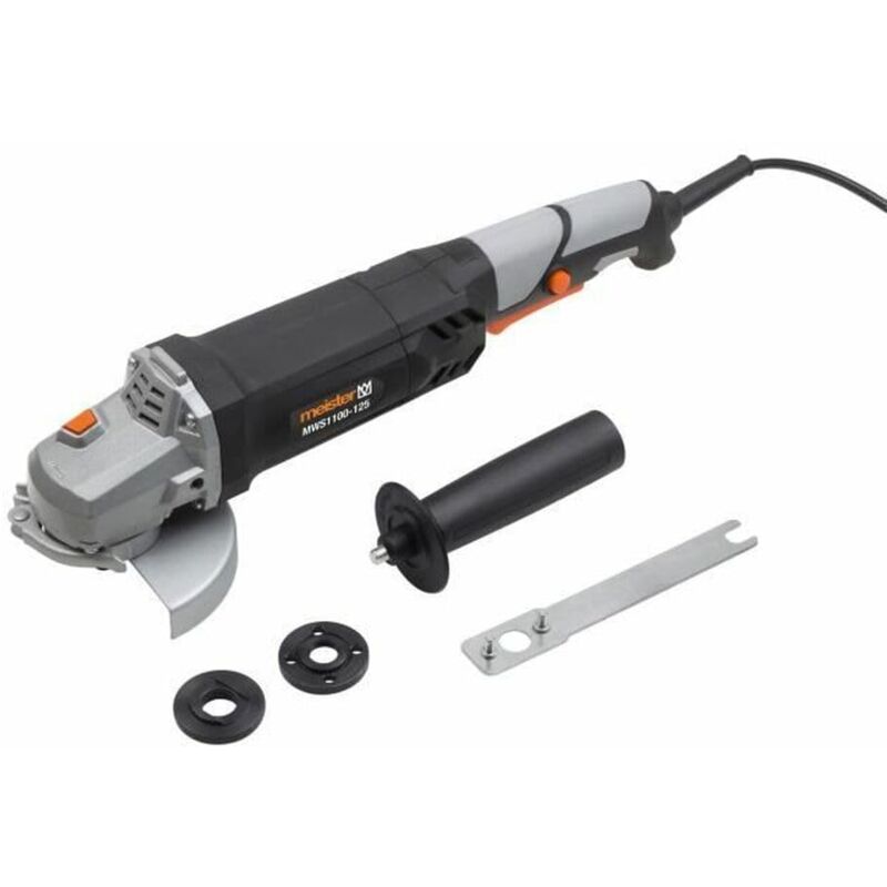 foto del prodotto smerigliatrice angolare 1100 w, mws1100 125 diametro disco 125 mm blocco mandrino cappuccio di protezione regolabile senza attrezzi con