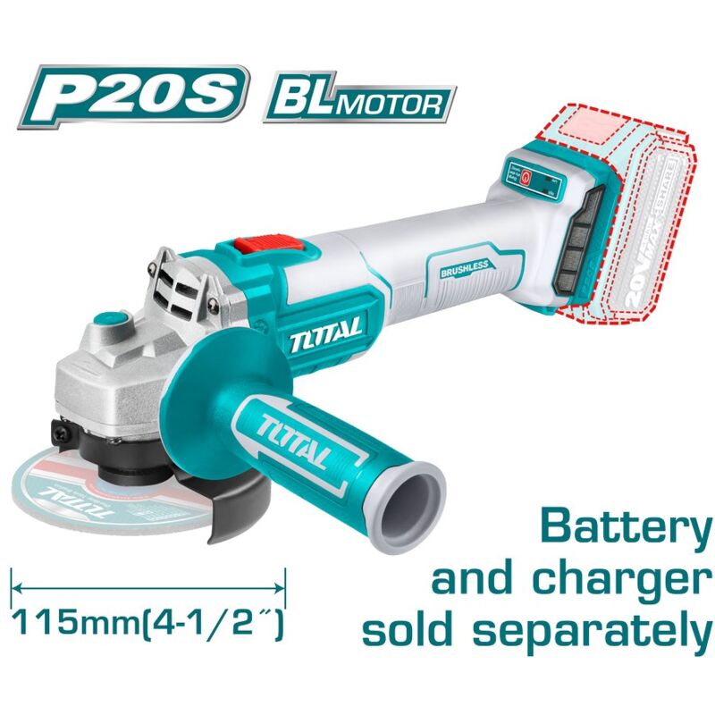 foto del prodotto smerigliatrice angolare 115mm a batteria 20v con mandrino m14 total tagli201158