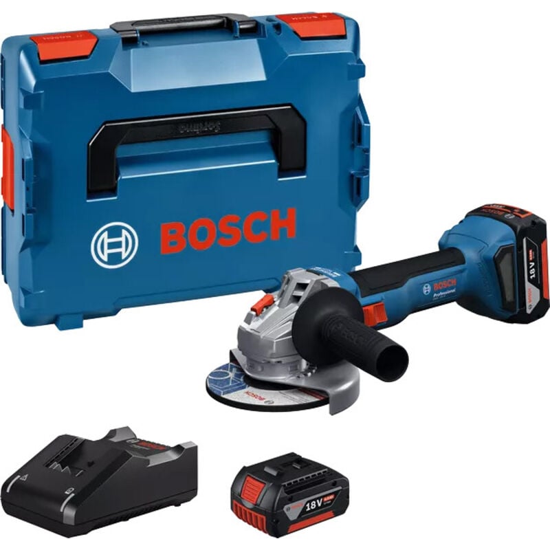 foto del prodotto smerigliatrice angolare 125 mm gws 18v 8 bosch con 2 batterie 18v 4.0ah caricatore l boxx 06019n9002