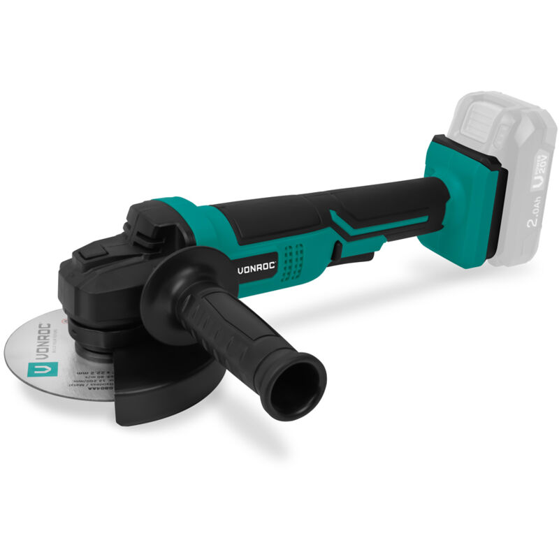 foto del prodotto smerigliatrice angolare a batteria 125mm esclusi batteria e caricatore rapido, disco abrasivo non incluso vonroc