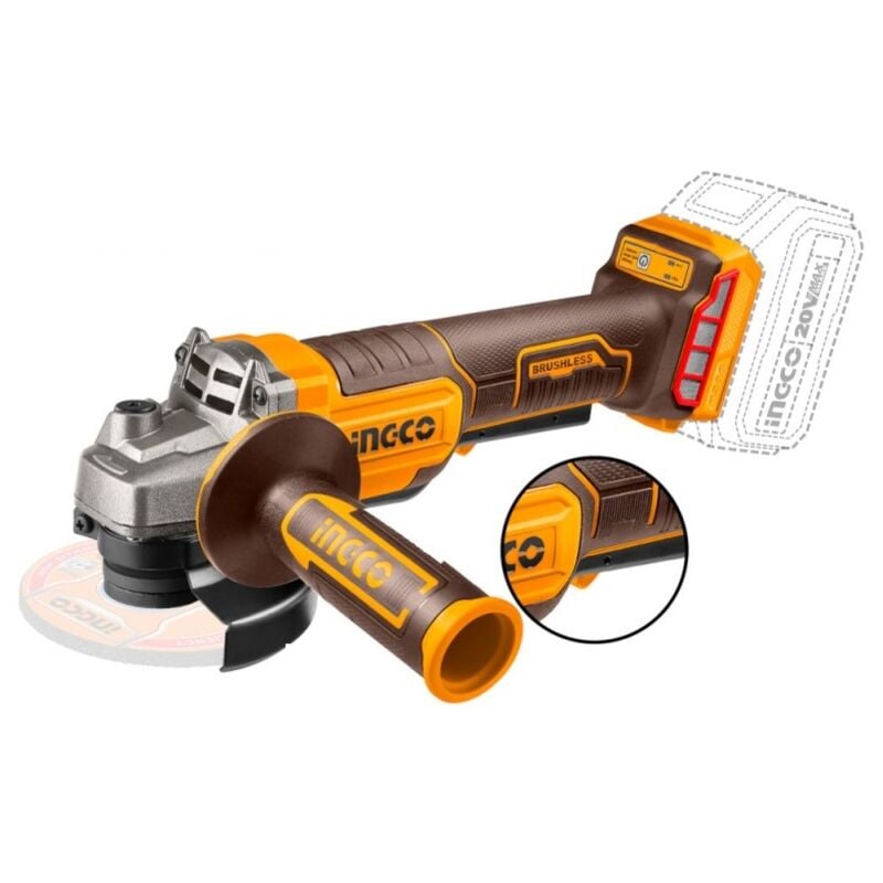 foto del prodotto smerigliatrice angolare a batteria 20v nuda senza batteria ingco cagli211156