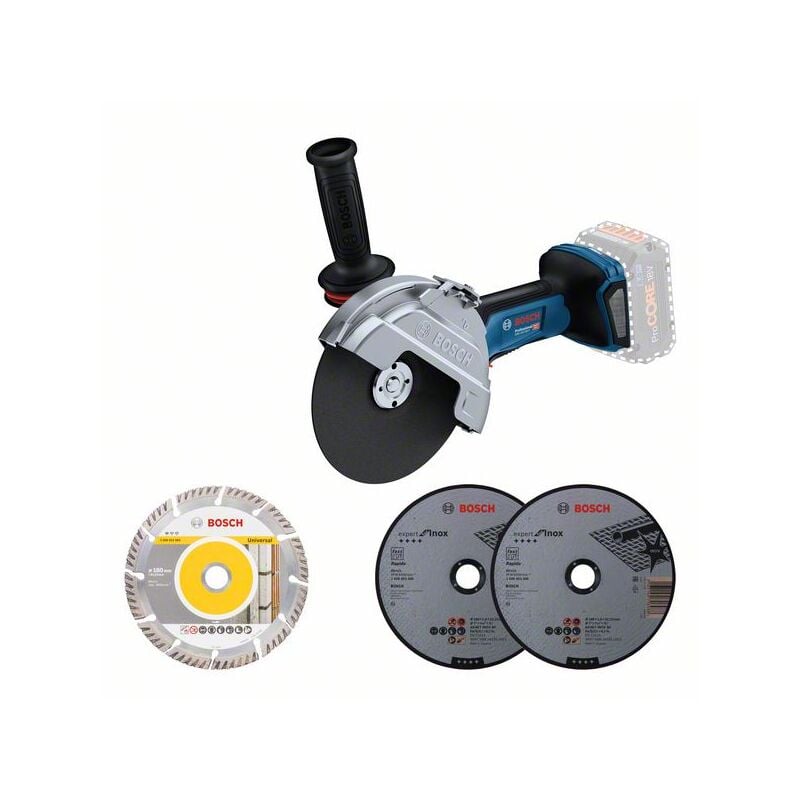 foto del prodotto smerigliatrice angolare a batteria bosch gws 18v 180 p biturbo solo 3 dischi da taglio