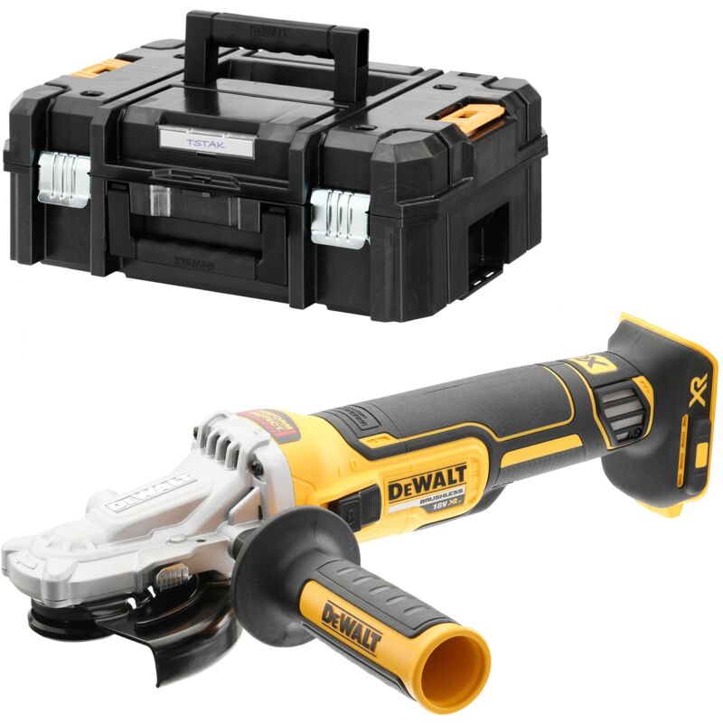 foto del prodotto smerigliatrice angolare a batteria dewalt 18v senza batteria senza caricabatterie in confezione tstak