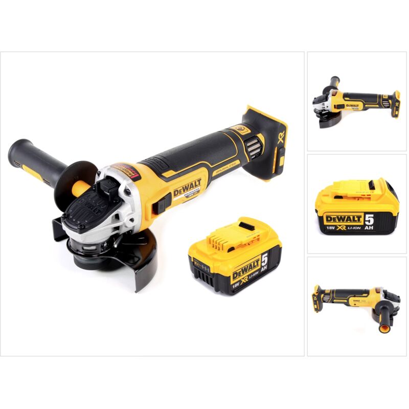 foto del prodotto smerigliatrice angolare a batteria dewalt dcg 405 n 18v 125mm brushless 1x batteria 5.0ah senza caricabatterie