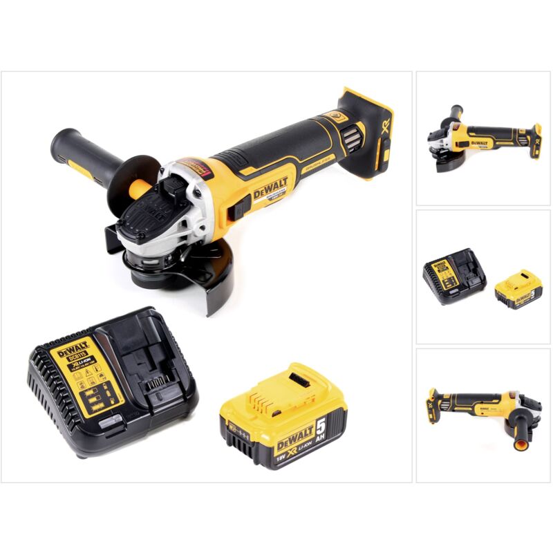 foto del prodotto smerigliatrice angolare a batteria dewalt dcg 405 p1 18v 125mm brushless 1x batteria ricaricabile 5.0ah caricabatterie