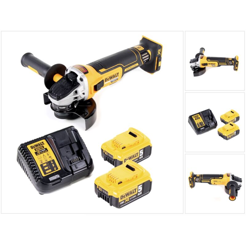foto del prodotto smerigliatrice angolare a batteria dewalt dcg 405 p2 18v 125mm senza spazzole 2x batteria 5,0ah caricabatterie