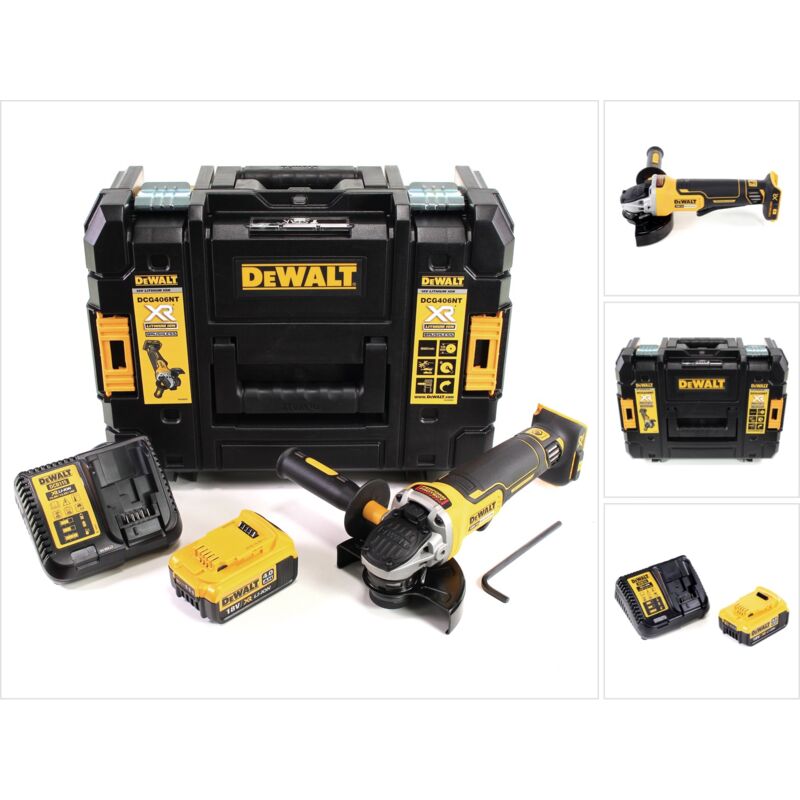 foto del prodotto smerigliatrice angolare a batteria dewalt dcg 406 m1 18v 125mm senza spazzole 1x batteria 4.0ah caricabatterie tstak