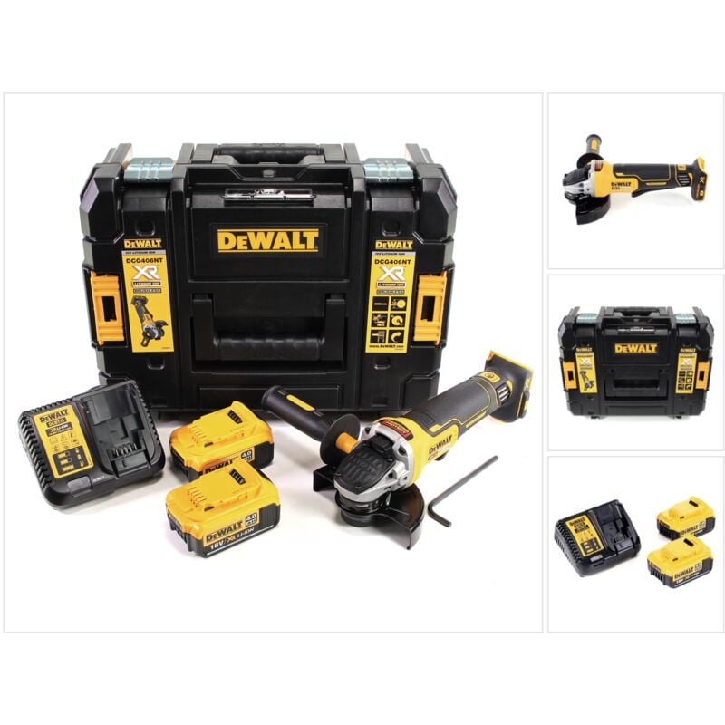 foto del prodotto smerigliatrice angolare a batteria dewalt dcg 406 m2 18v 125 mm senza spazzole 2x batteria 4,0ah caricabatterie tstak