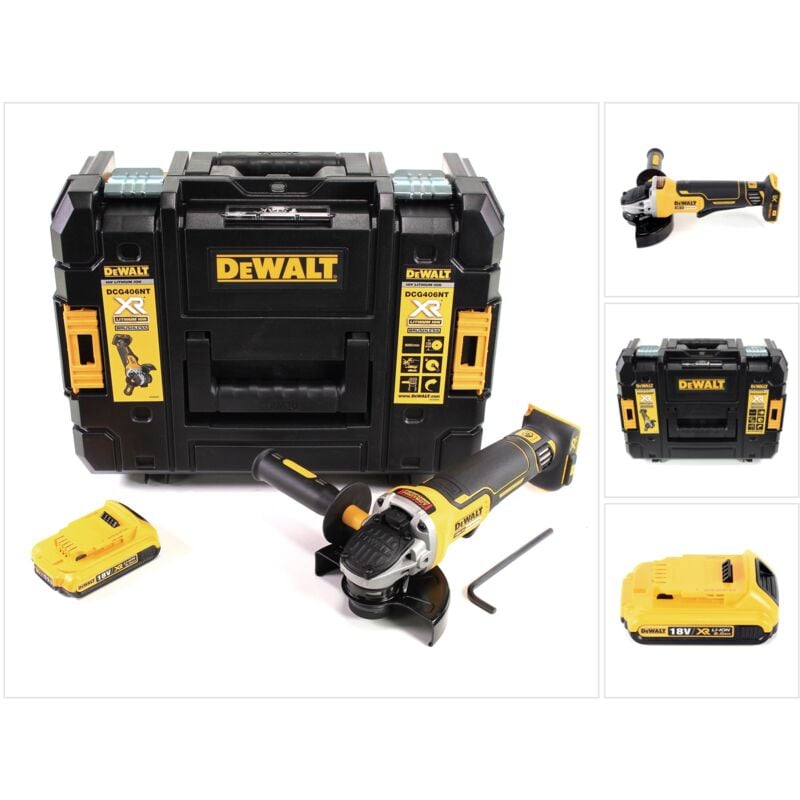 foto del prodotto smerigliatrice angolare a batteria dewalt dcg 406 nt 18v 125mm senza spazzole 1x batteria ricaricabile 2.0ah tstak senza caricatore