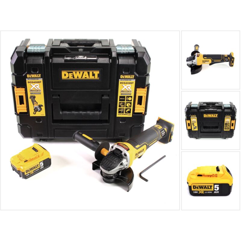 foto del prodotto smerigliatrice angolare a batteria dewalt dcg 406 nt 18v 125mm senza spazzole 1x batteria ricaricabile 5.0ah tstak senza caricatore
