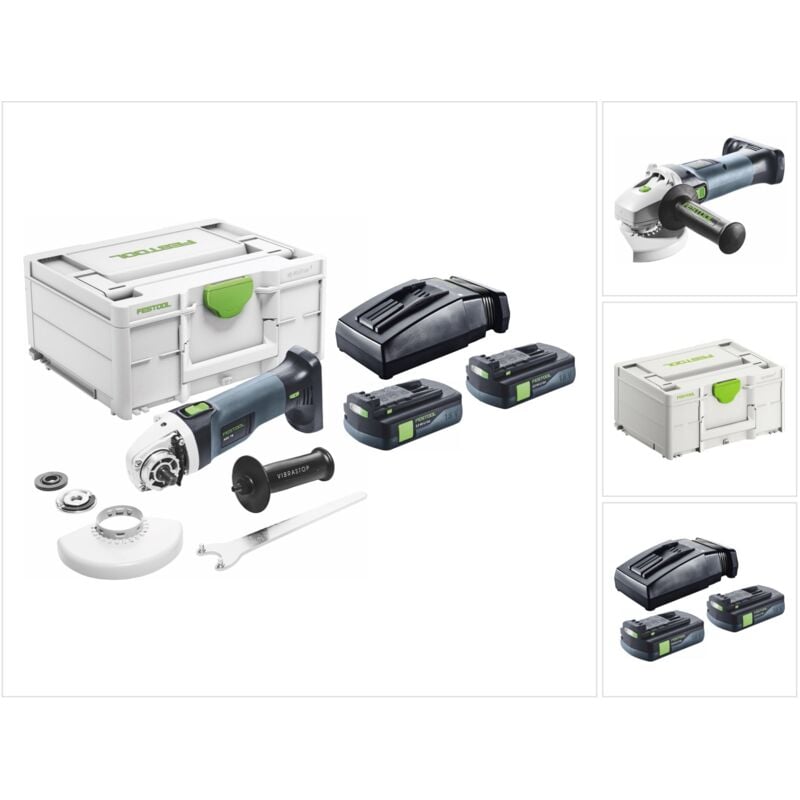 foto del prodotto smerigliatrice angolare a batteria festool agc 18 125 eb basic 18 v 125 mm brushless 2x batteria 3,0 ah caricabatterie systainer