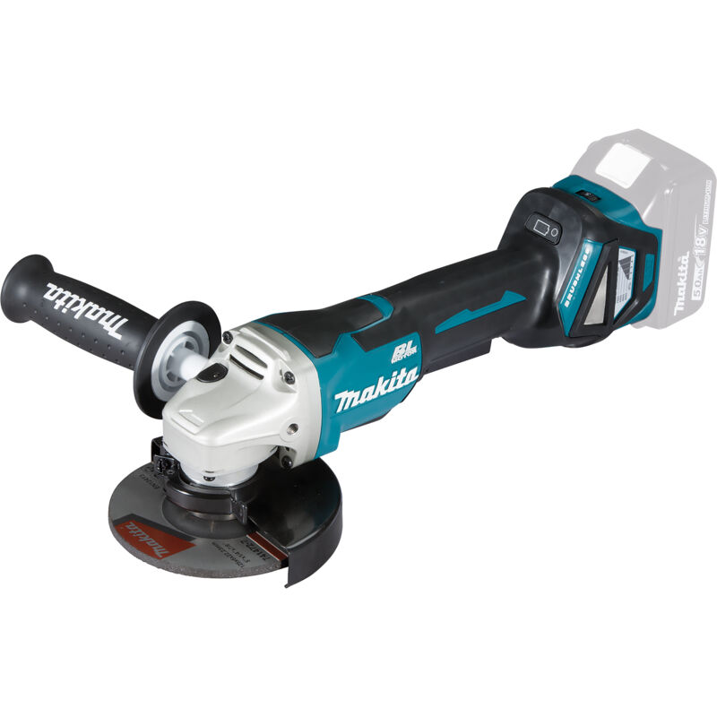 foto del prodotto smerigliatrice angolare a batteria makita dga515z 18v con interruttore a palette senza batteria senza caricabatterie