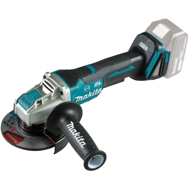 foto del prodotto smerigliatrice angolare a batteria makita dga520zx1, 18v con interruttore a paletta senza batteria e caricabatterie