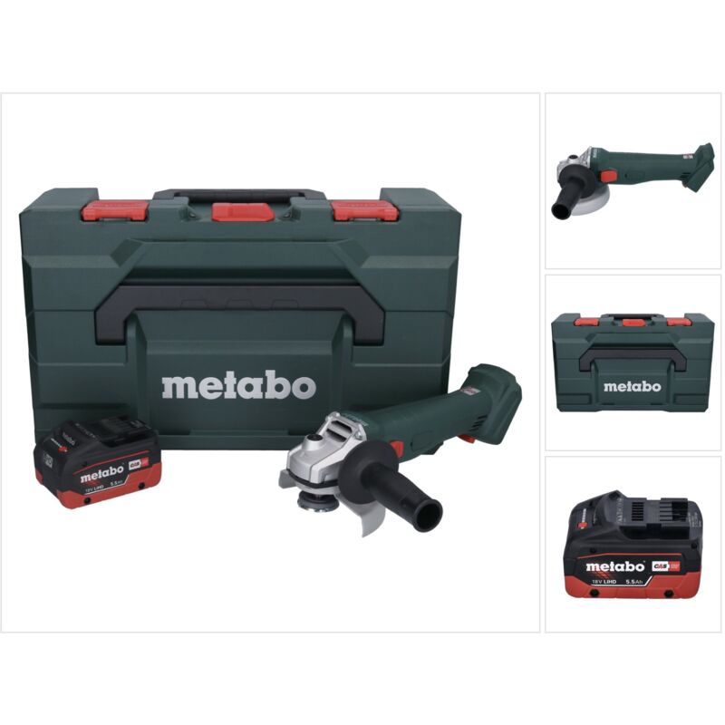foto del prodotto smerigliatrice angolare a batteria metabo w 18 l 9 125 18 v 125 mm 1x batteria 5,5 ah metabox senza caricabatteria