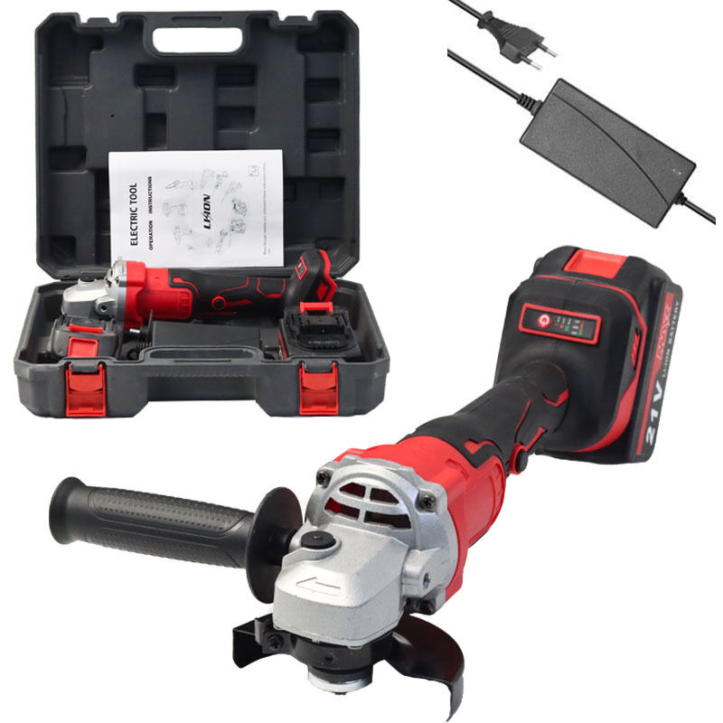 foto del prodotto smerigliatrice angolare a batteria, smerigliatrice angolare da 21 v con 2 batterie da 4,0 ah, motore brushless da 9000 giri min, dischi da taglio da