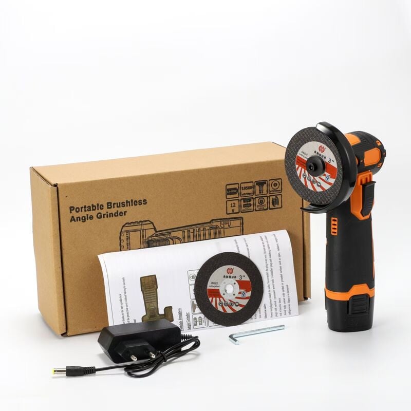foto del prodotto smerigliatrice angolare, smerigliatrice angolare professionale a batteria da 12 v e 19500 giri min, mini smerigliatrice angolare con 2 batterie da