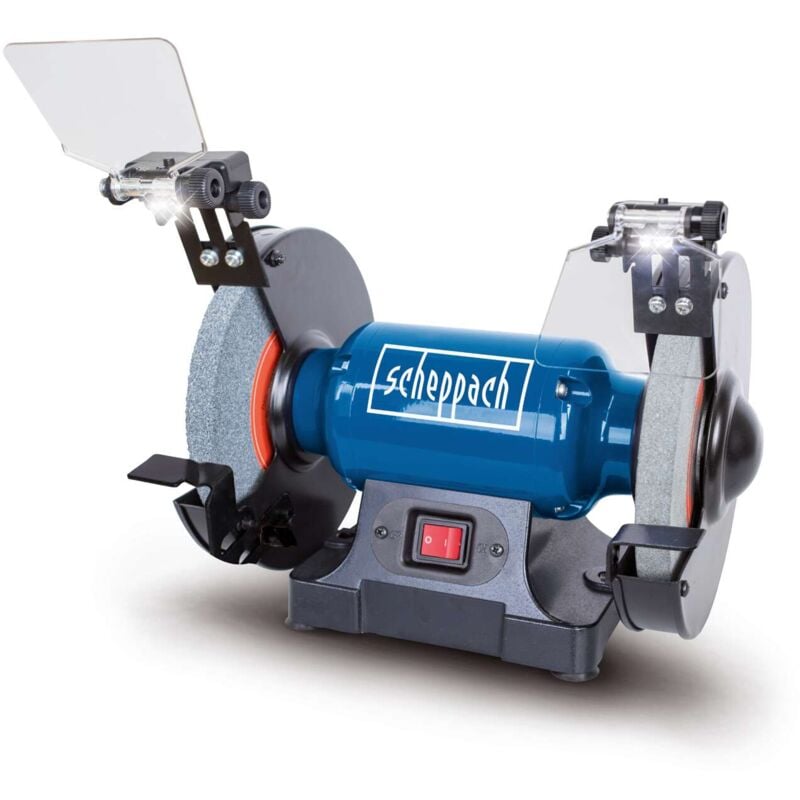 foto del prodotto smerigliatrice da banco 8 200mm doppia mola luce led 500w scheppach sm200l