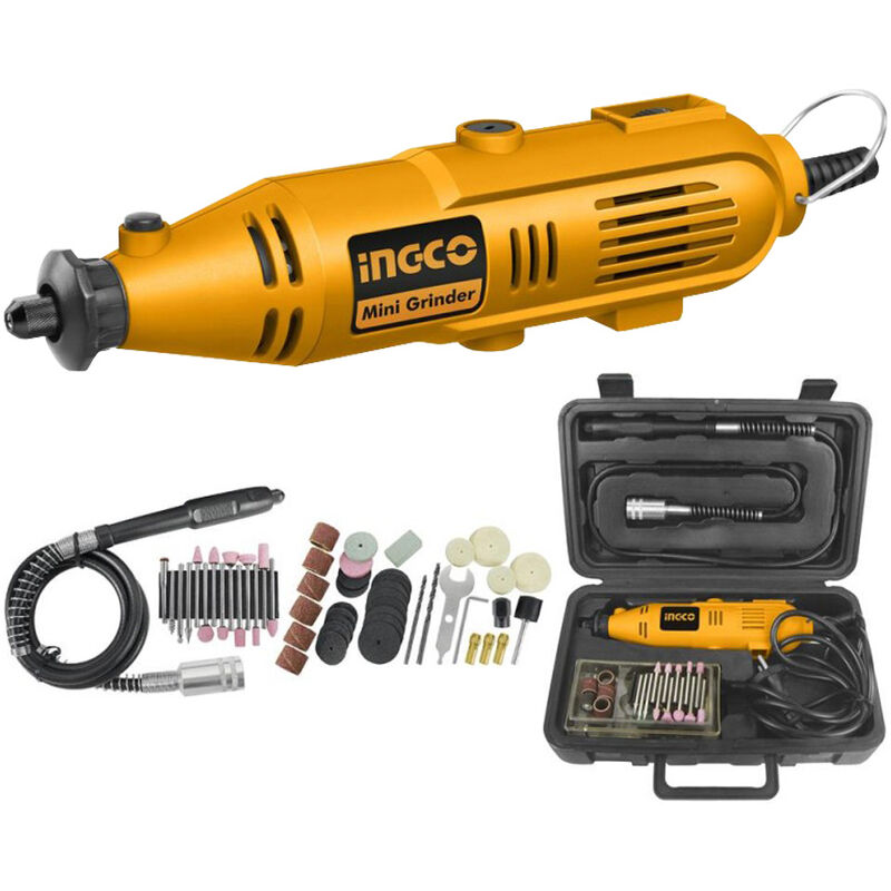 foto del prodotto smerigliatrice rotante a stelo 130w ingco valigetta 52 accessori