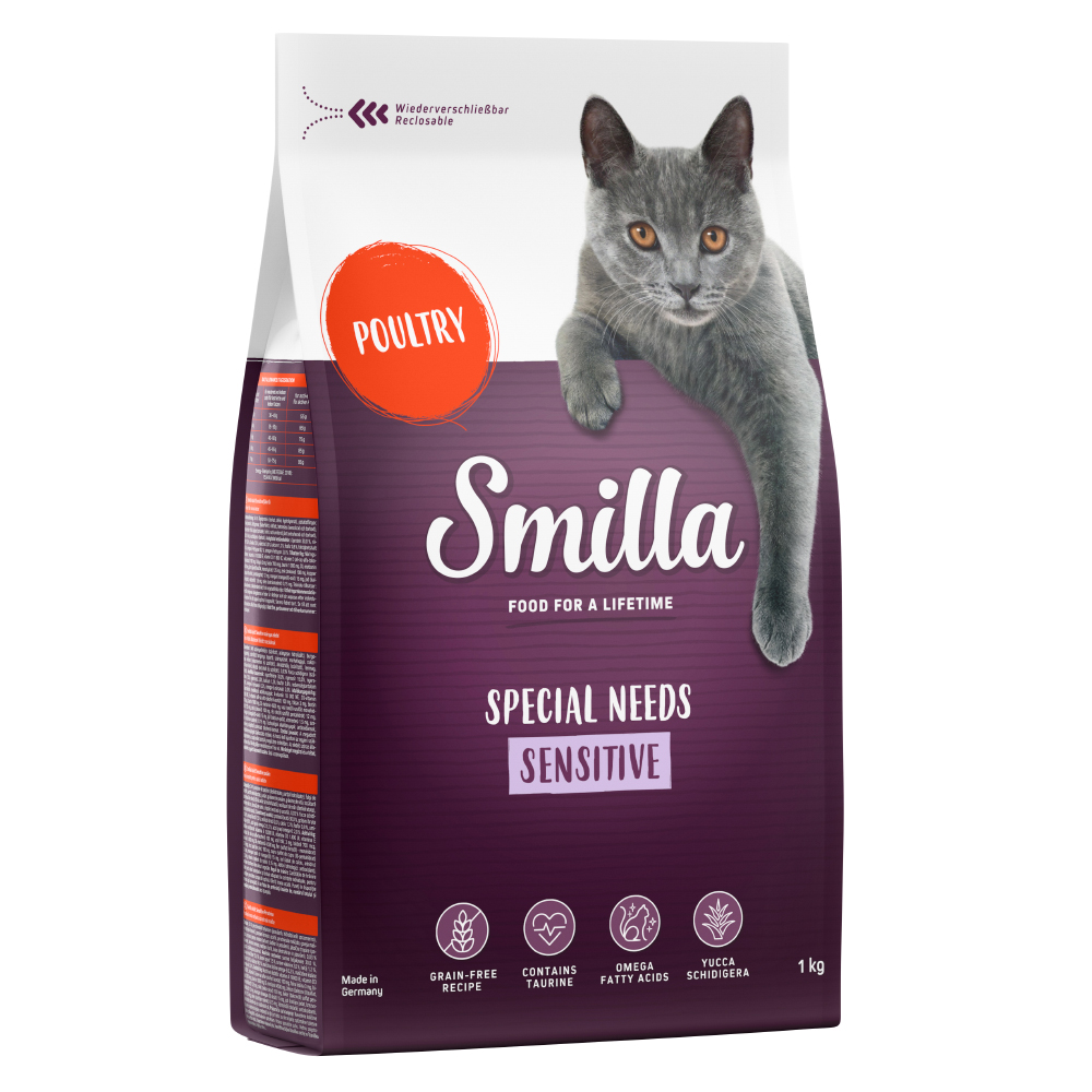 foto del prodotto smilla adult sensitive senza cereali pollame crocchette per gatti 1 kg