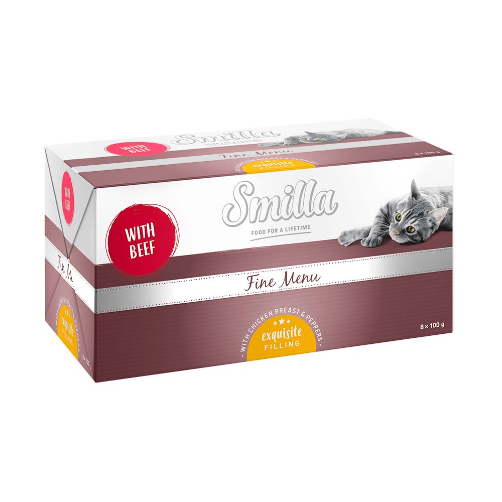 foto del prodotto smilla fine menù delizioso ripieno 24 x 100 g umido gatto - manzo con petto di pollo paprika