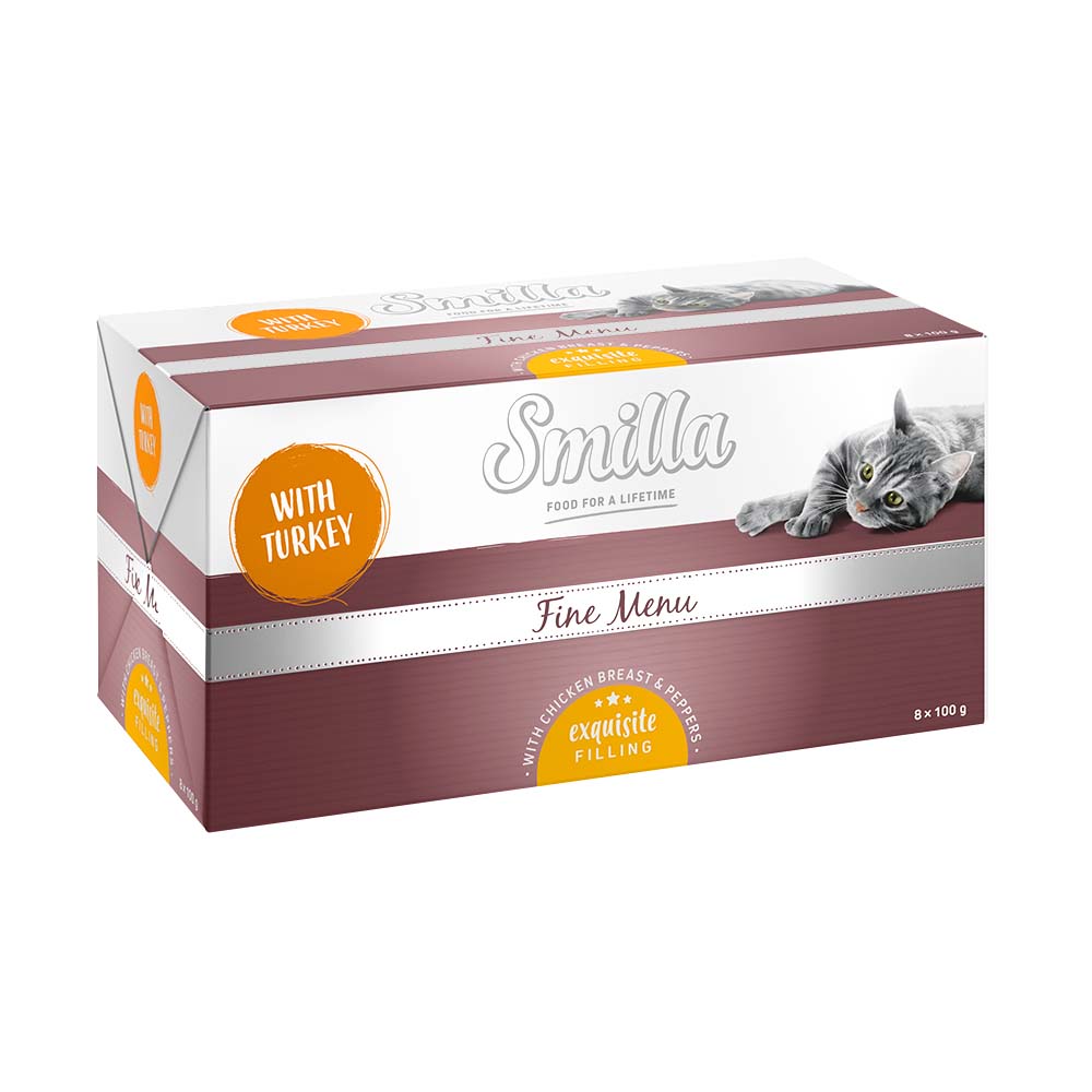 foto del prodotto smilla fine menù delizioso ripieno 24 x 100 g umido gatto - tacchino con petto di pollo paprika