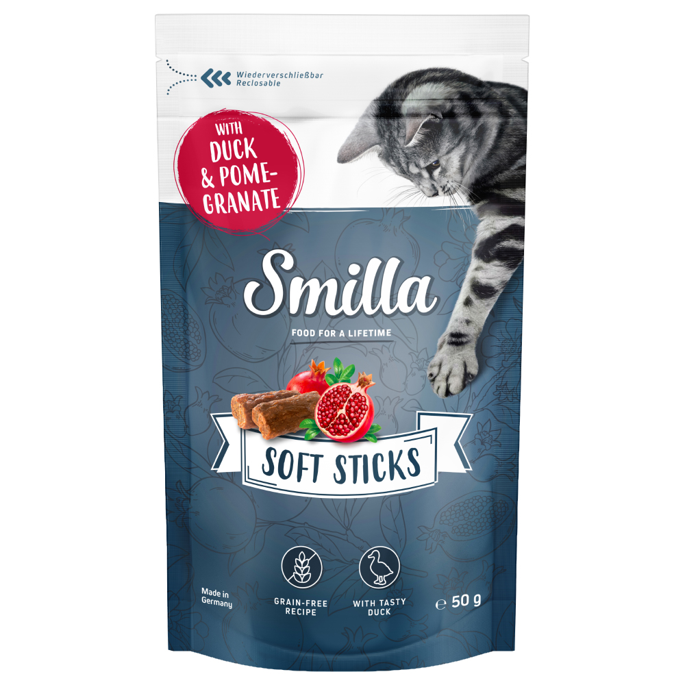 foto del prodotto smilla soft stick 50 g snack per gatti anatra e melagrana