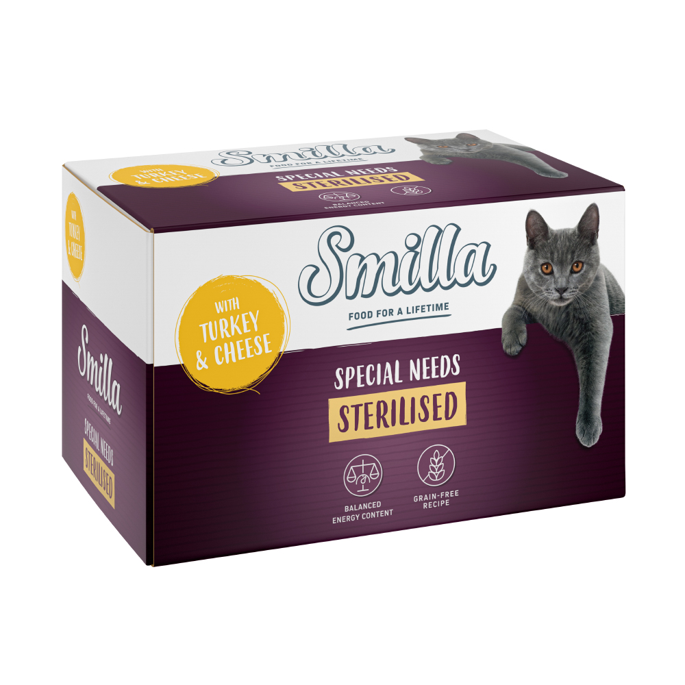 foto del prodotto smilla sterilised in vaschetta 24 x 100 g umido gatto - tacchino con formaggio