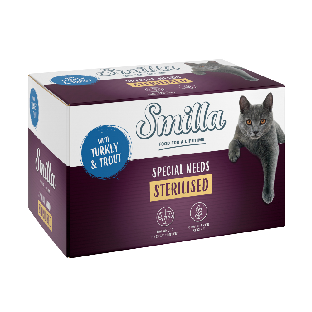 foto del prodotto smilla sterilised in vaschetta 24 x 100 g umido gatto - tacchino con trota