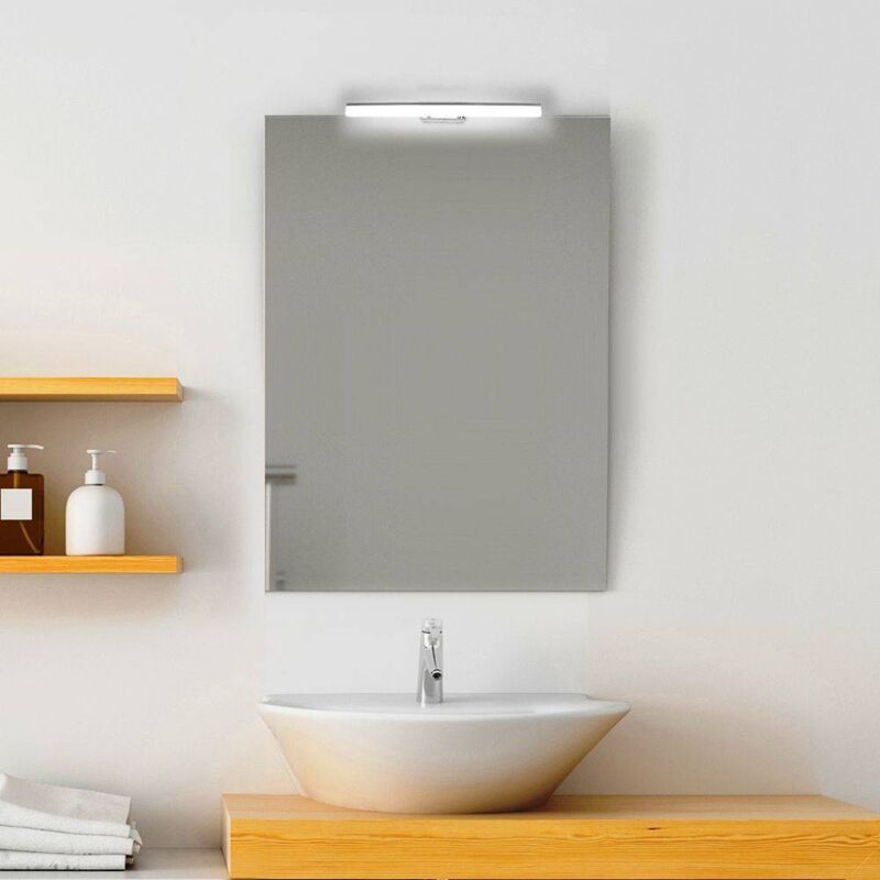 foto del prodotto smmo specchio bagno reversibile con lampada led 70x50 cm specchio con lampada