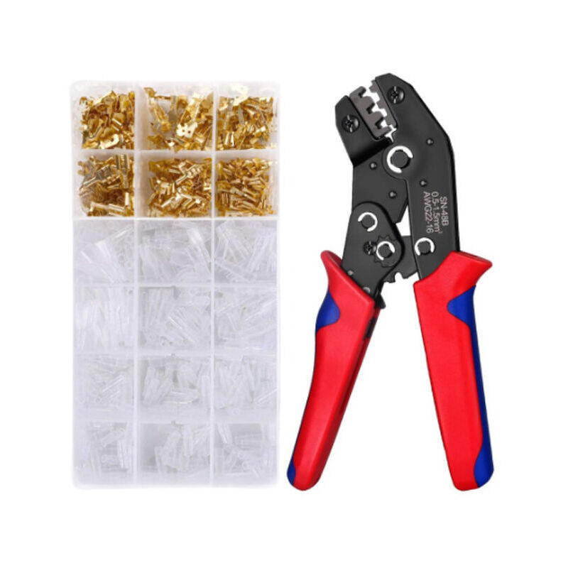 foto del prodotto sn 48b pinza a crimpare con 600 pezzi terminali maschio femmina puntali per cablaggio elettrico pinza professionale pinza a crimpare