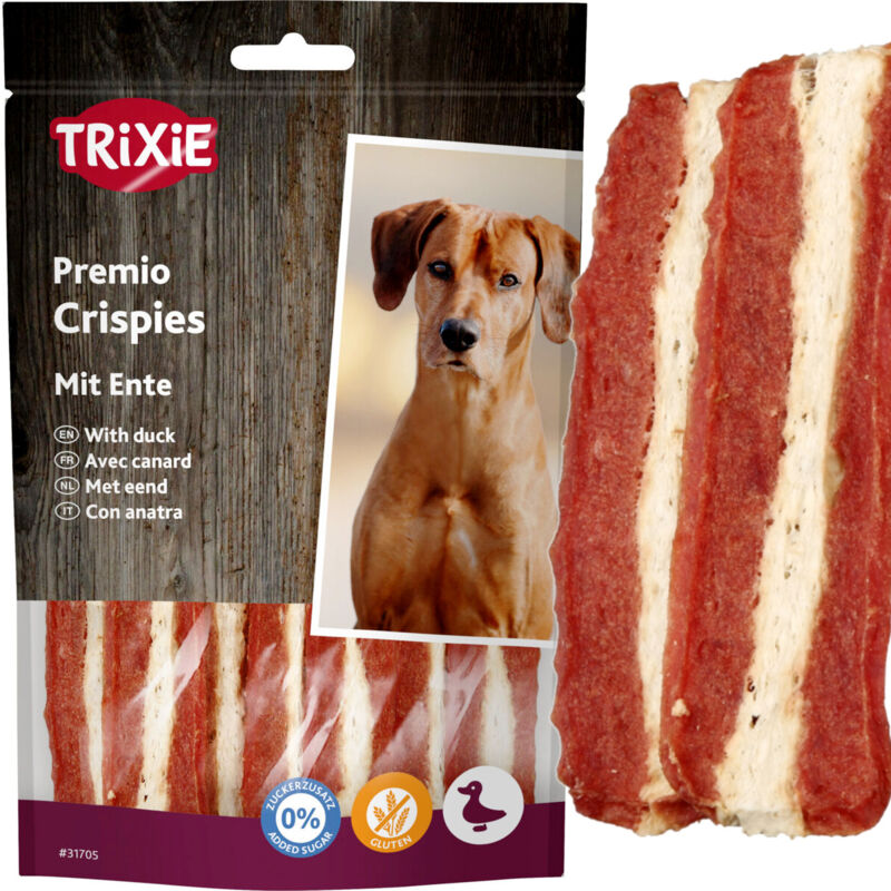 foto del prodotto snack per cani crispies con carne d'anatra trixie premio 100g