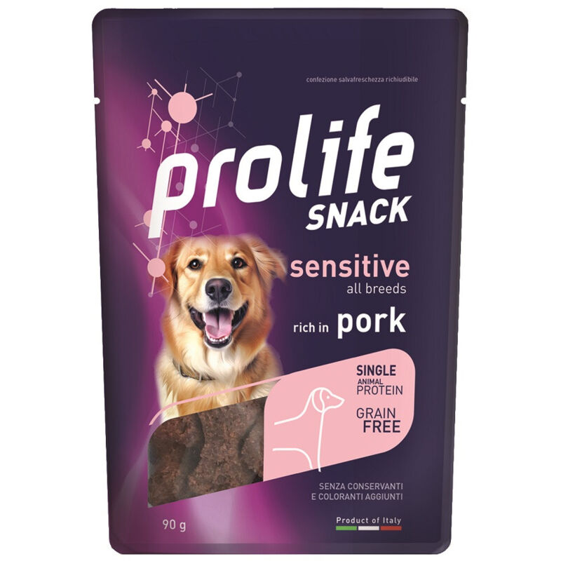 foto del prodotto snack sensitive grain free per cani con maiale da 90 gr prolife