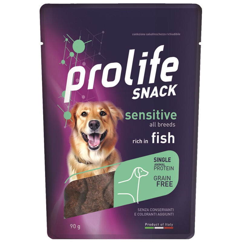foto del prodotto snack sensitive grain free per cani con pesce salmone prolife