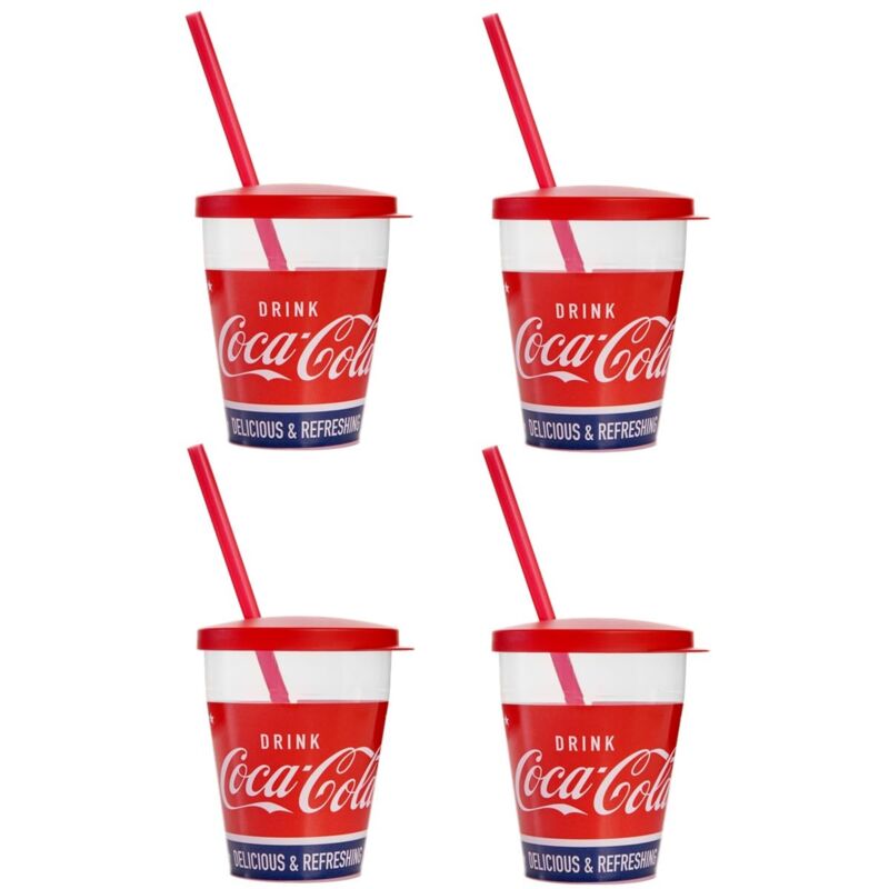 foto del prodotto snips coca cola con cannuccia 0.385 l, set bicchieri plastica 4 pezzi, l, 4 unit 