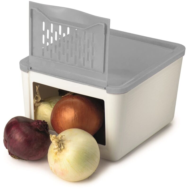foto del prodotto snips porta cipolle 2 kg contenitori per cibi contenitore porta ortaggi colore bianco grigio made in italy bpa free