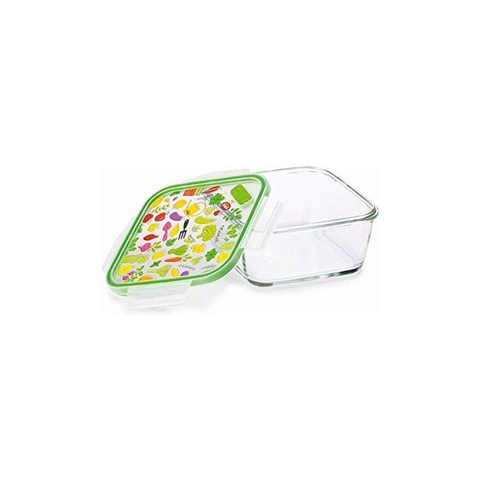 foto del prodotto snips snipslock glass contenitore per alimenti in vetro quadrato da 0.80 litri coperchio decorato