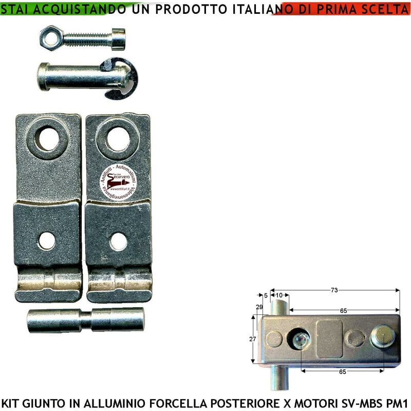 foto del prodotto snodo o forcella posteriore in alluminio 121091 para strappi o sforzi eccessivi e leggeri adattamenti ricambio per motori o attuatori securvera serie